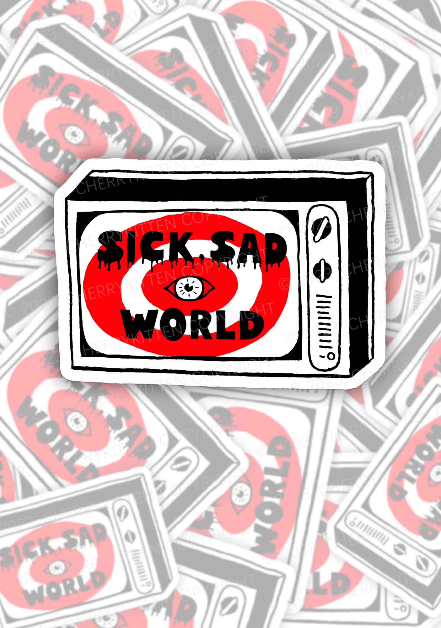 Sick Sad World Eyes 1Pc Y2K Sticker Cherrykitten