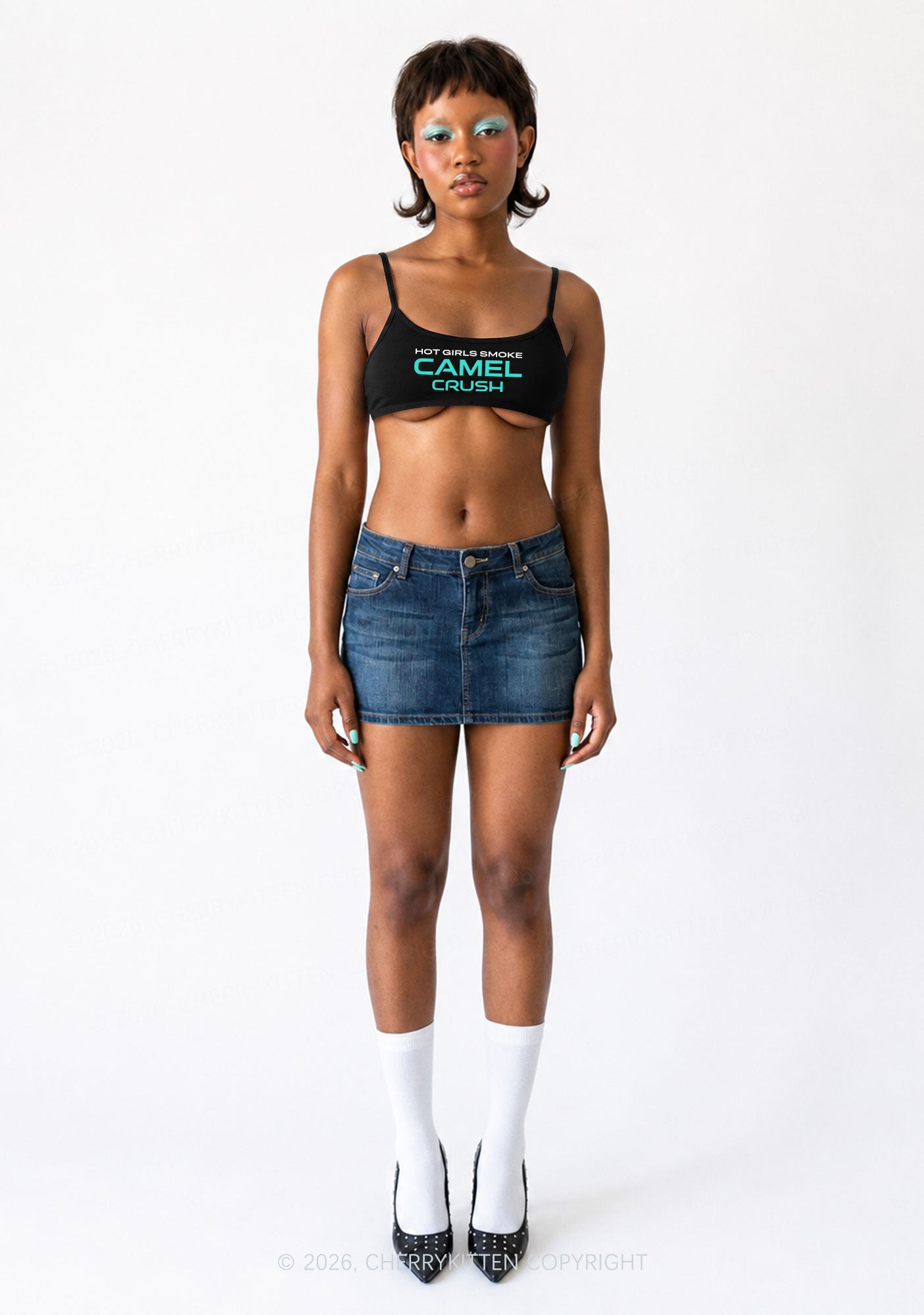 Hot Girls Smoke Mint Y2K Super Crop Cami Cherrykitten