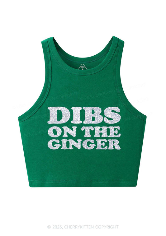 Glitter Dibs On The Ginger St Patricks Y2K Crop Tank Top Cherrykitten