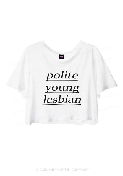 Polite Young Lesbian Pride Y2K Sheer Crop Tee Cherrykitten
