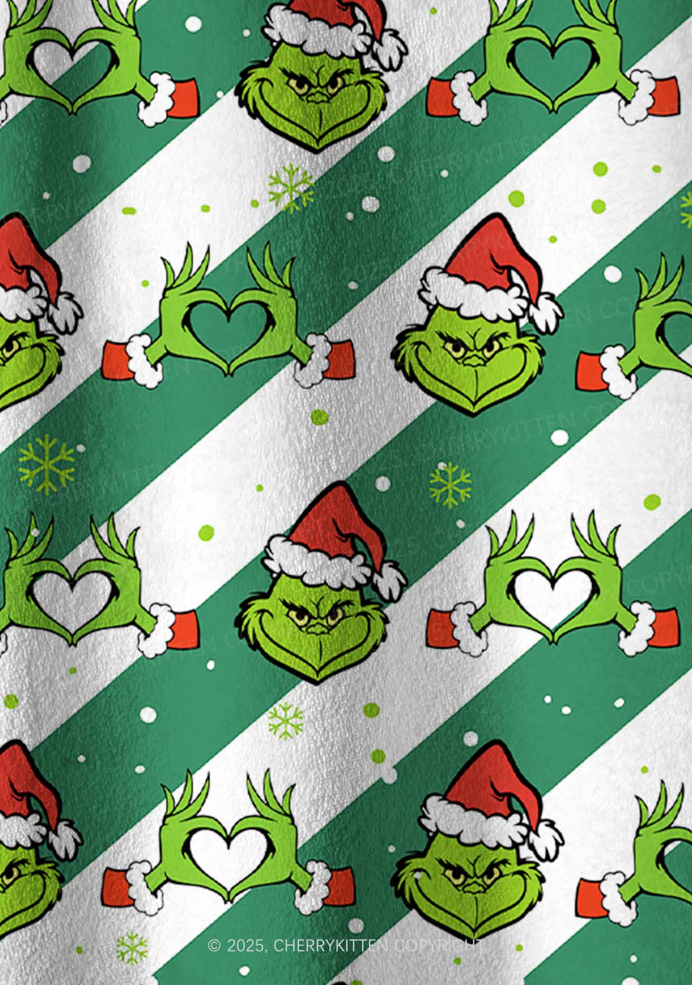 Christmas Hand Heart Y2K Fleece Long Sleeve Pajama Set Cherrykitten