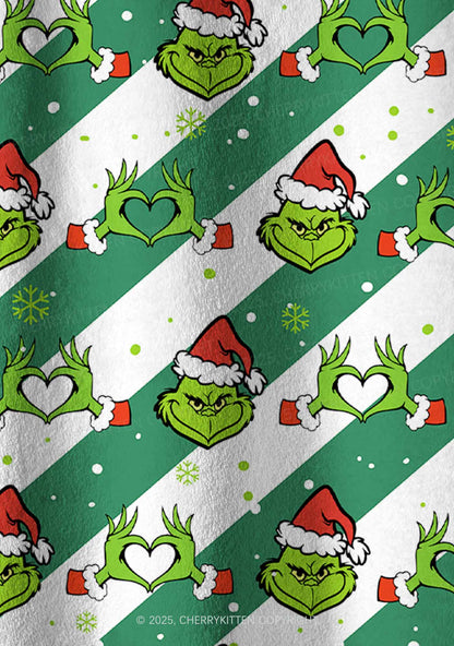 Christmas Hand Heart Y2K Fleece Long Sleeve Pajama Set Cherrykitten