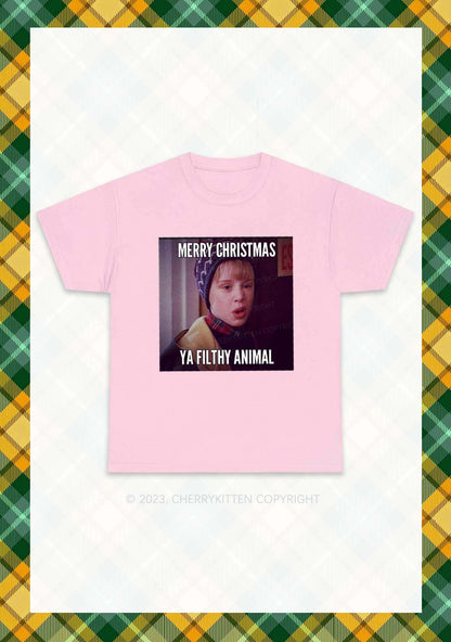Merry Christmas Ya Filthy Animal Chunky Shirt Cherrykitten