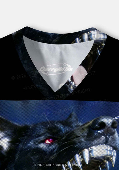 Black Wolf DJ Y2K Crop Sport Jersey Shirts Cherrykitten