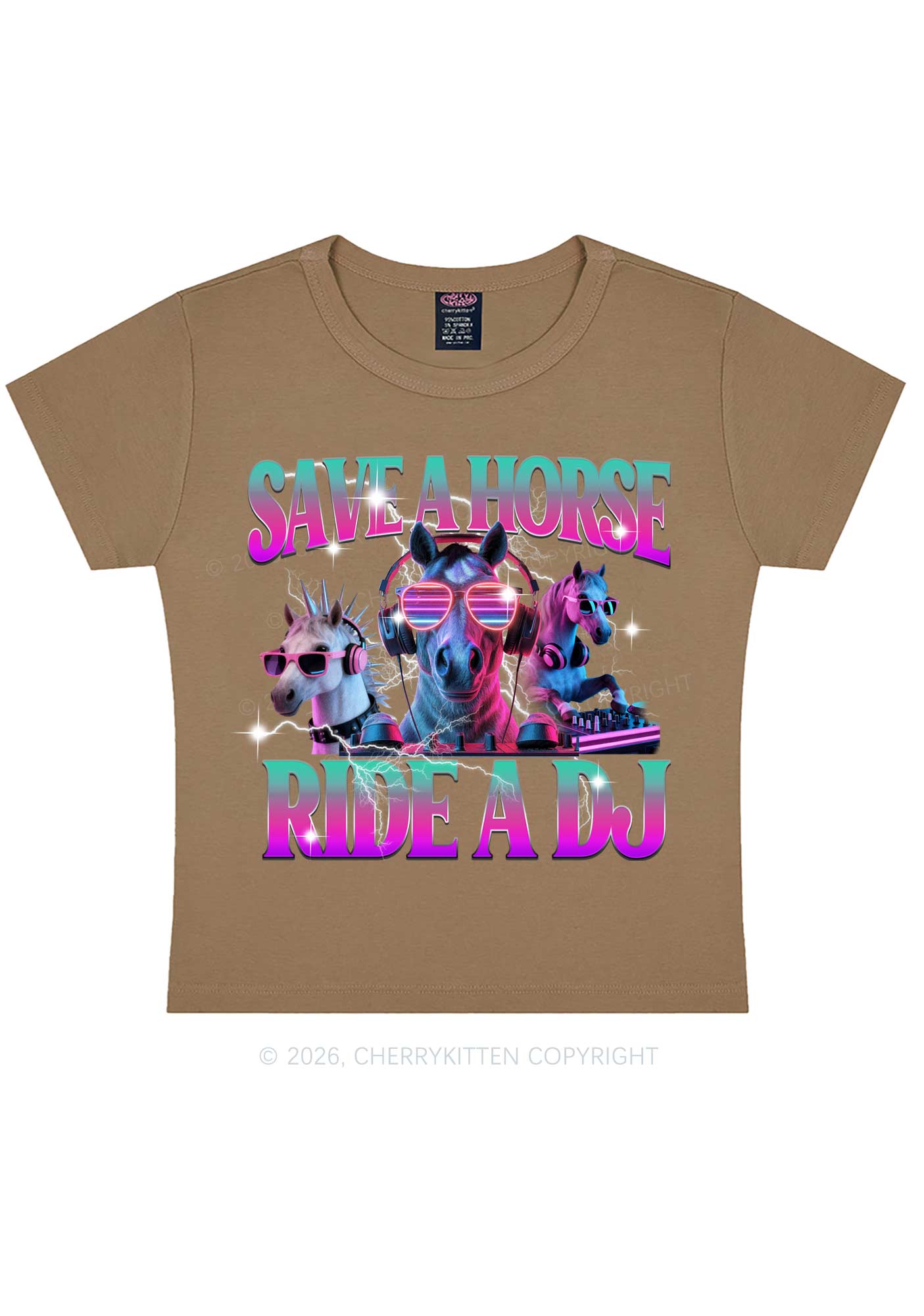 Save DJ Horse Y2K Baby Tee Cherrykitten
