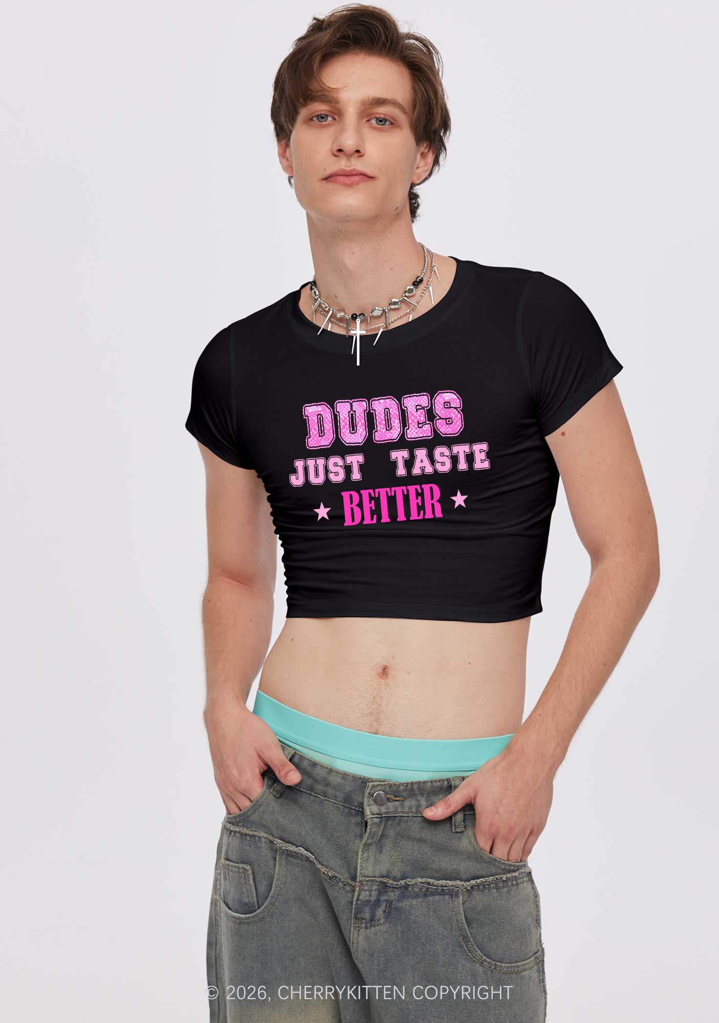 Dudes Just Taste Better Pride Y2K Baby Tee Cherrykitten
