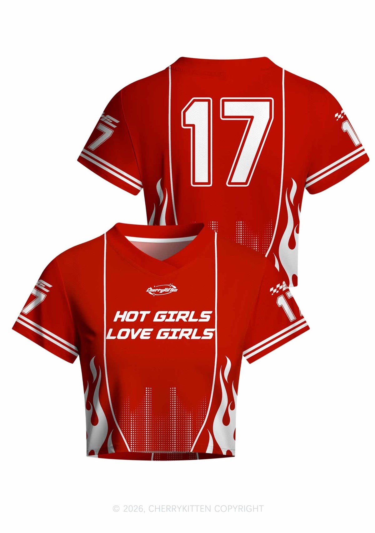 Hot Girls Love Girls Pride Y2K Crop Football Jersey Shirts Cherrykitten