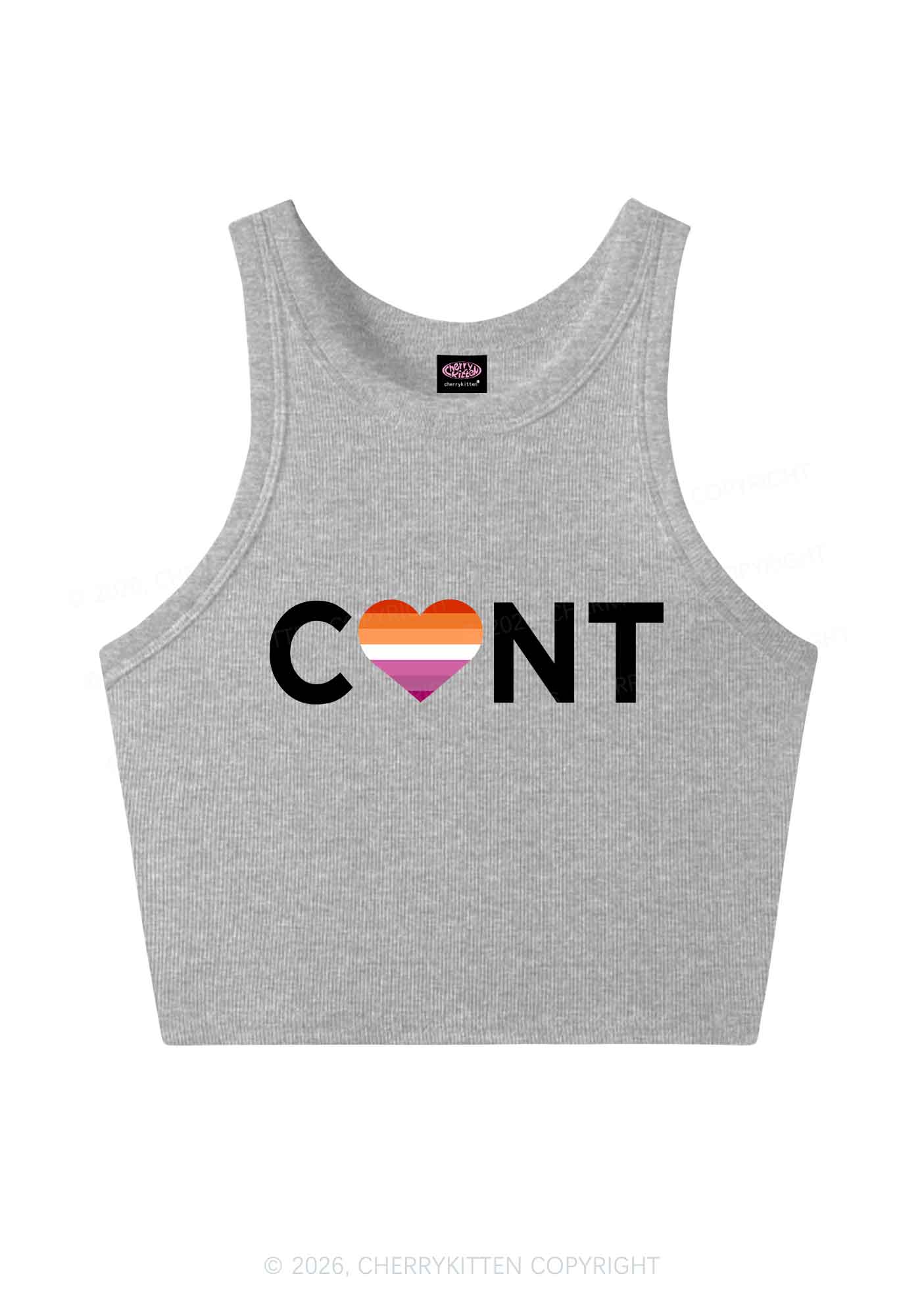 Lesbian Heart Cxxt Pride Y2K Crop Tank Top Cherrykitten