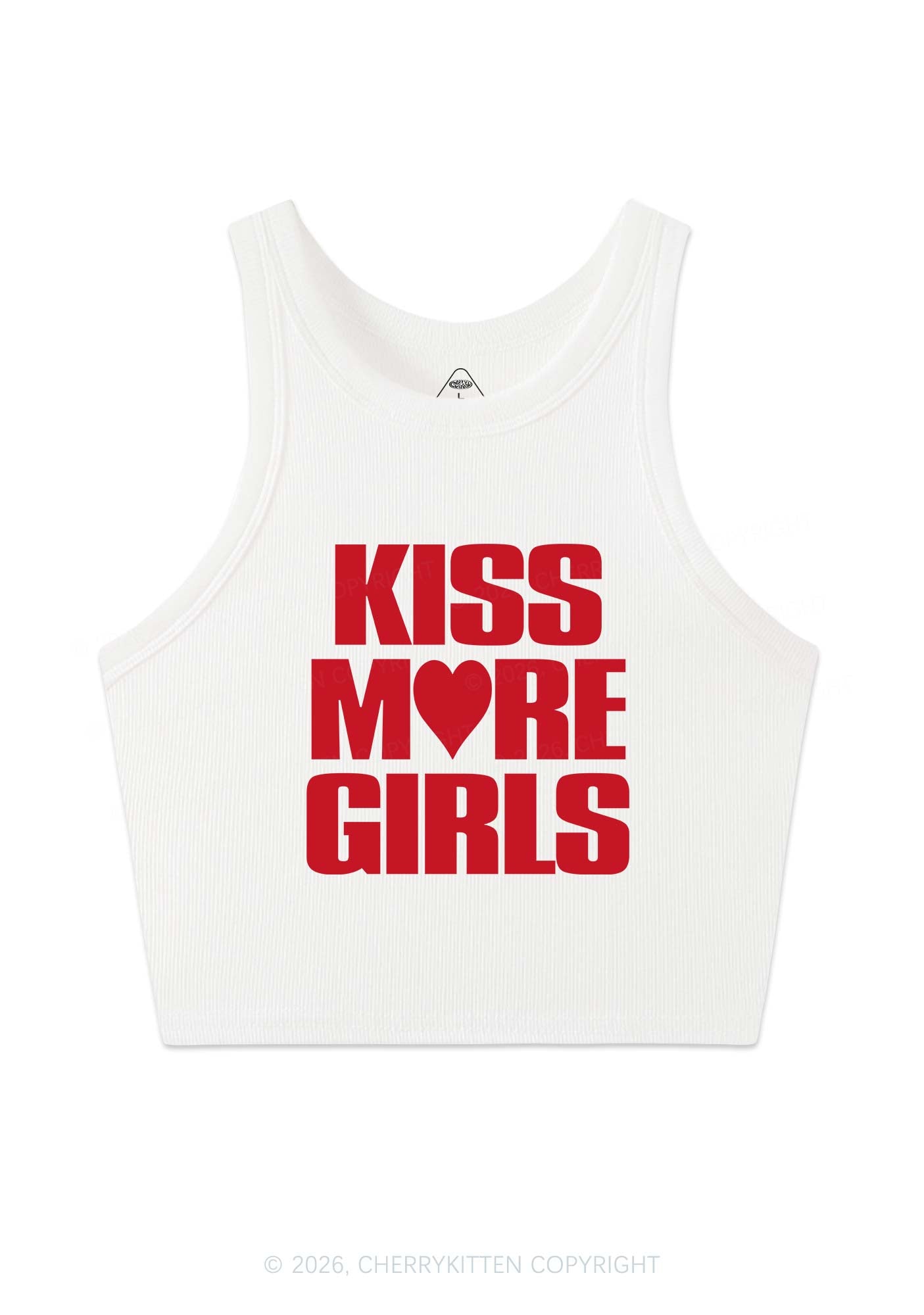 Kiss More Girls Heart Pride Y2K Crop Tank Top Cherrykitten