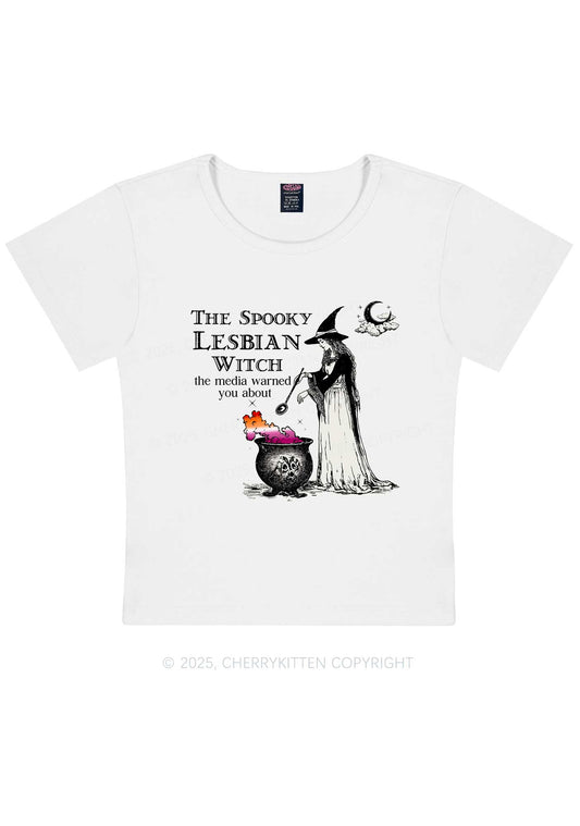 The Spooky Lesbian Witch Y2K Baby Tee Cherrykitten