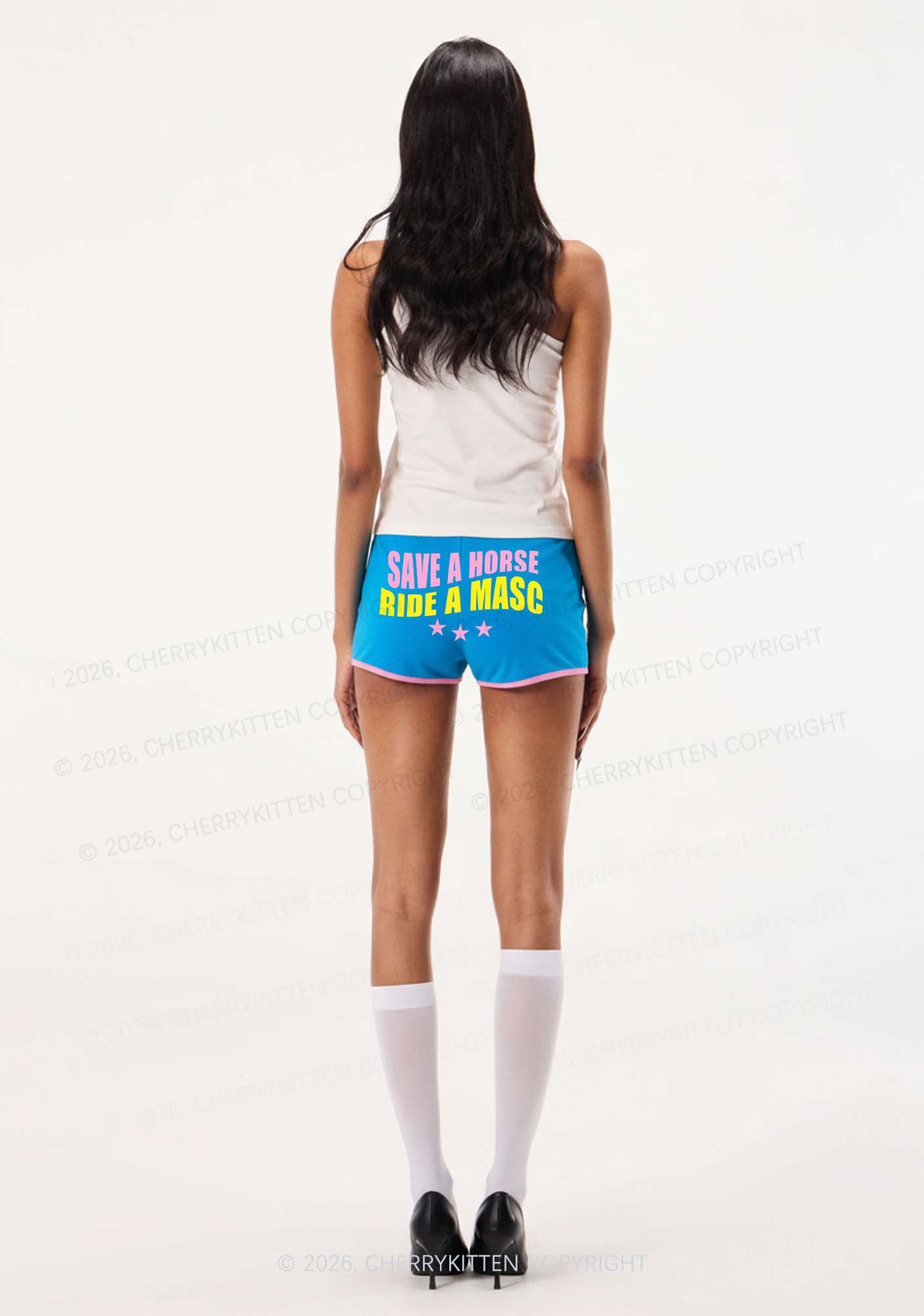 Save Horse Ride Masc Pride Y2K Booty Shorts Cherrykitten
