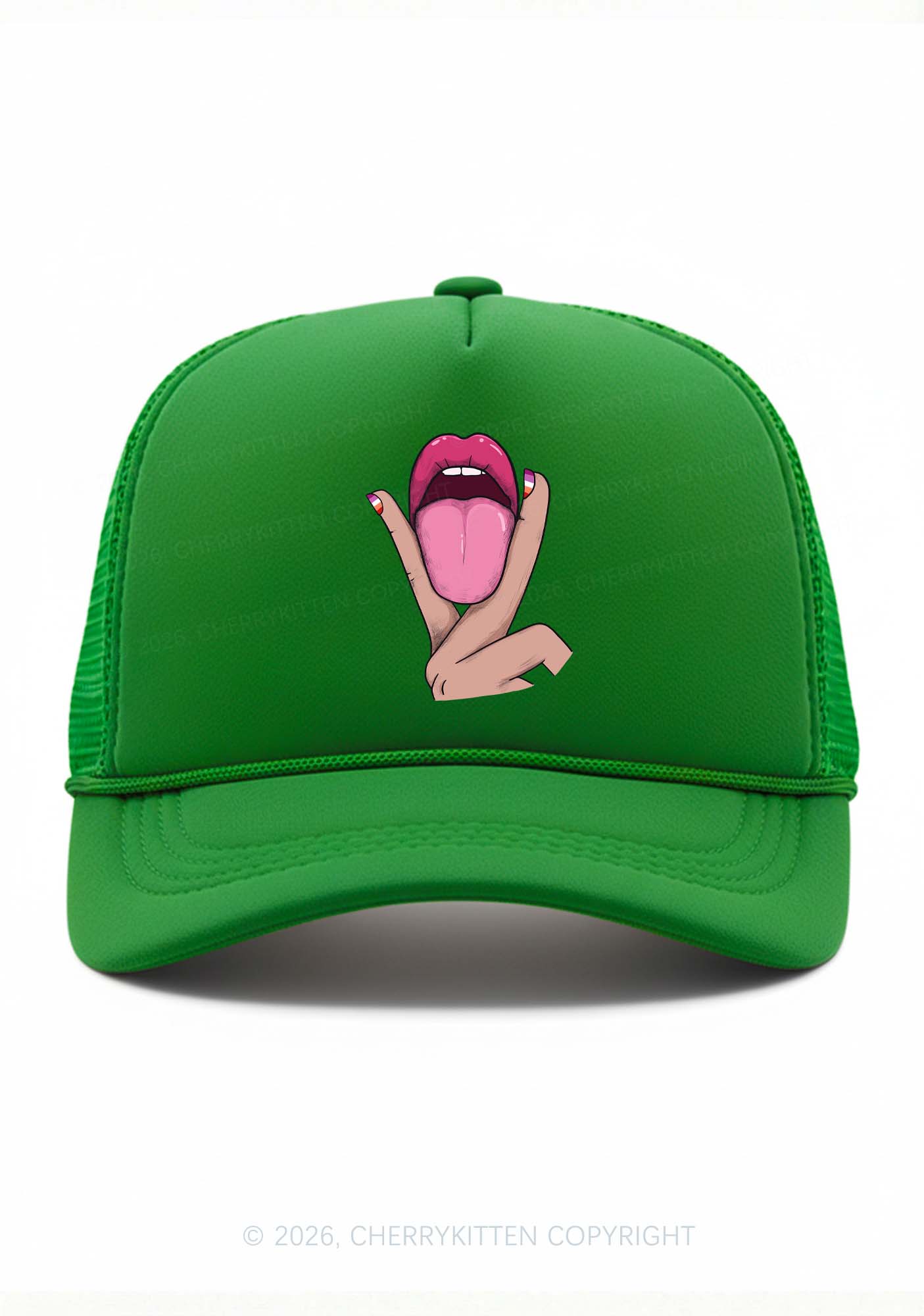 Lesbian Kissing Pride Y2K Trucker Hat Cherrykitten