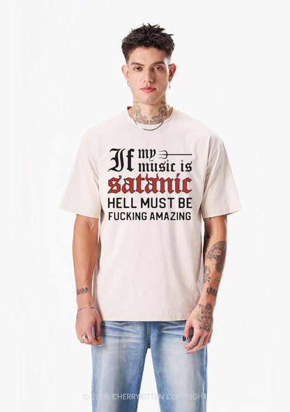 Halloween My Music Is Satanic Y2K Shirts Washed Tee Cherrykitten