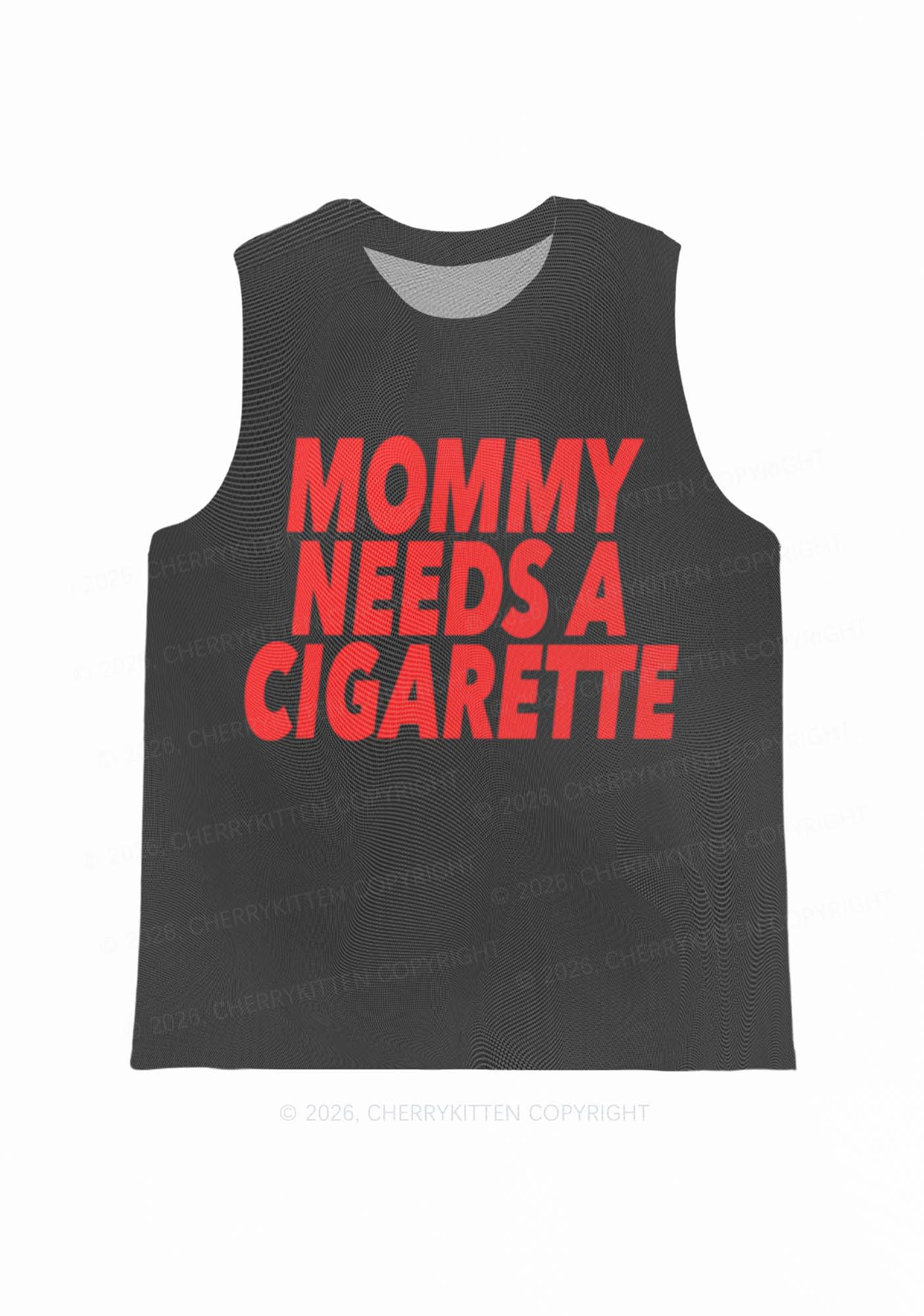 Mommy Needs A Cigarette Y2K Mesh Muscle Tank Cherrykitten