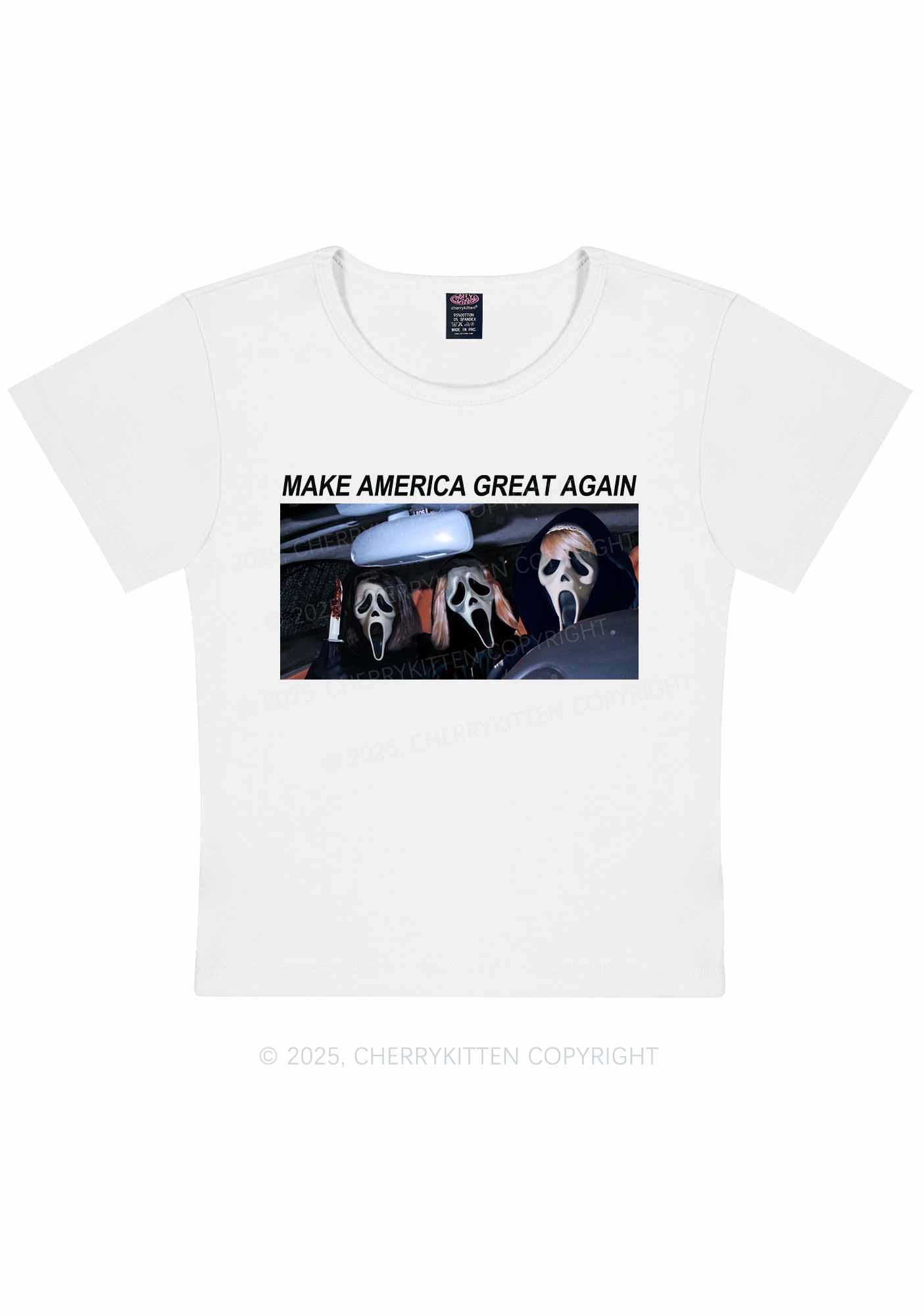 Halloween Ghost Make America Great Again Y2K Baby Tee Cherrykitten