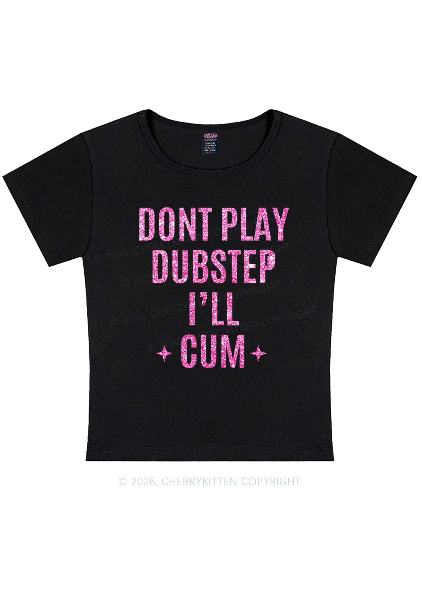 Glitter Dont Play Dubstep Y2K Baby Tee Cherrykitten