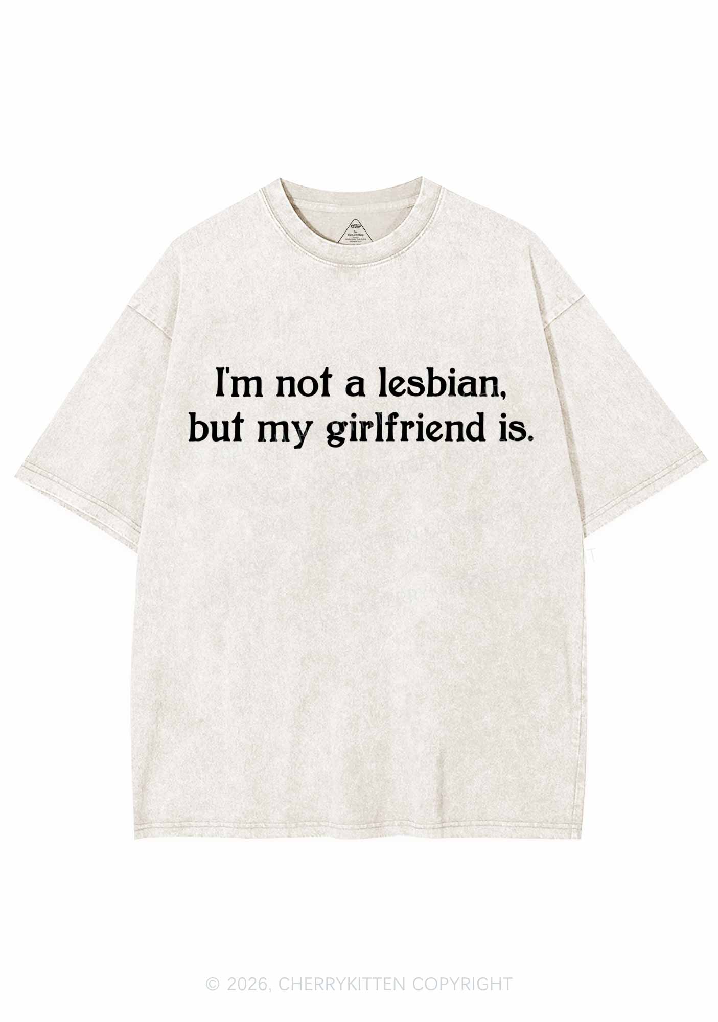 My Girlfriend Is Lesbian Pride Y2K Shirts Washed Tee Cherrykitten