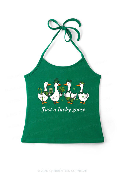 Just A Lucky Goose St Patricks Y2K Halter Neck Cami Cherrykitten