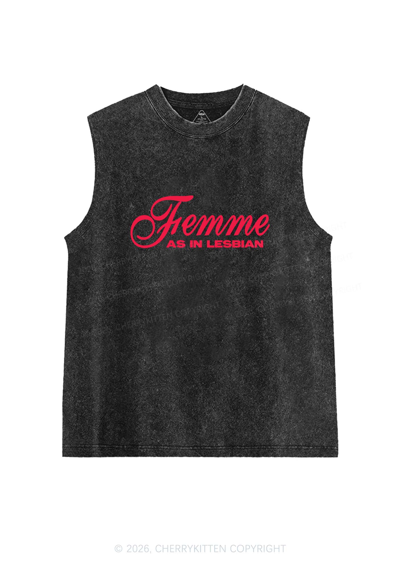 Femme As In Lesbian Pride Y2K Washed Muscle Tank Cherrykitten