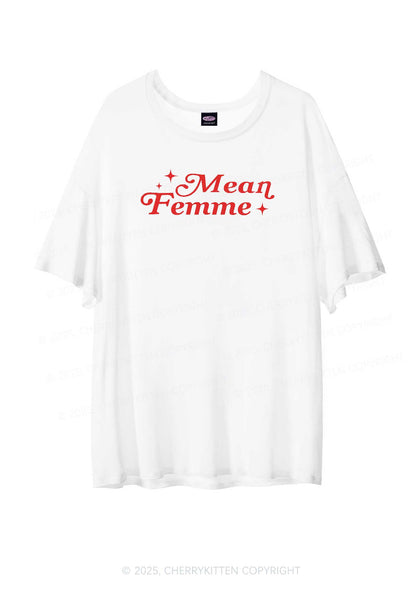 Mean Femme Pride Y2K Sheer Boyfriend Tee Cherrykitten