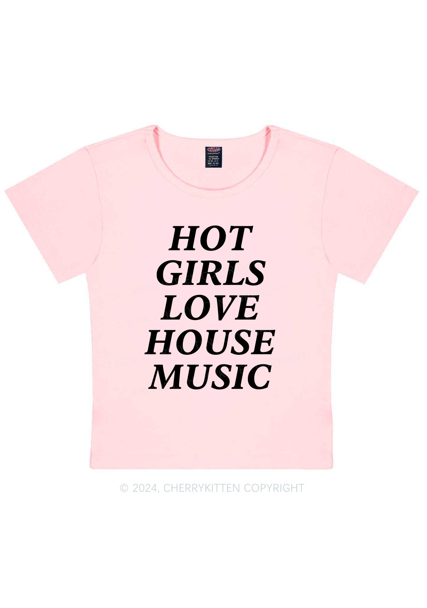 Girls Love House Music Y2K Baby Tee Cherrykitten