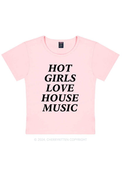 Girls Love House Music Y2K Baby Tee Cherrykitten