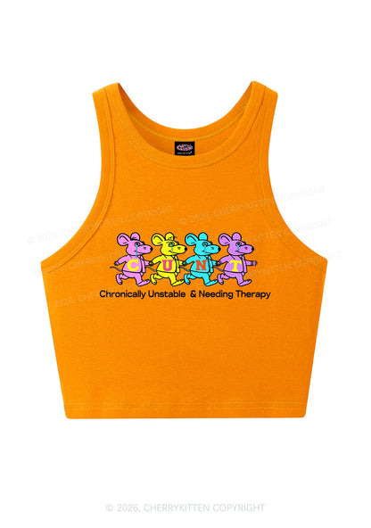 Chronically Unstable Needing Therapy Y2K Crop Tank Top Cherrykitten