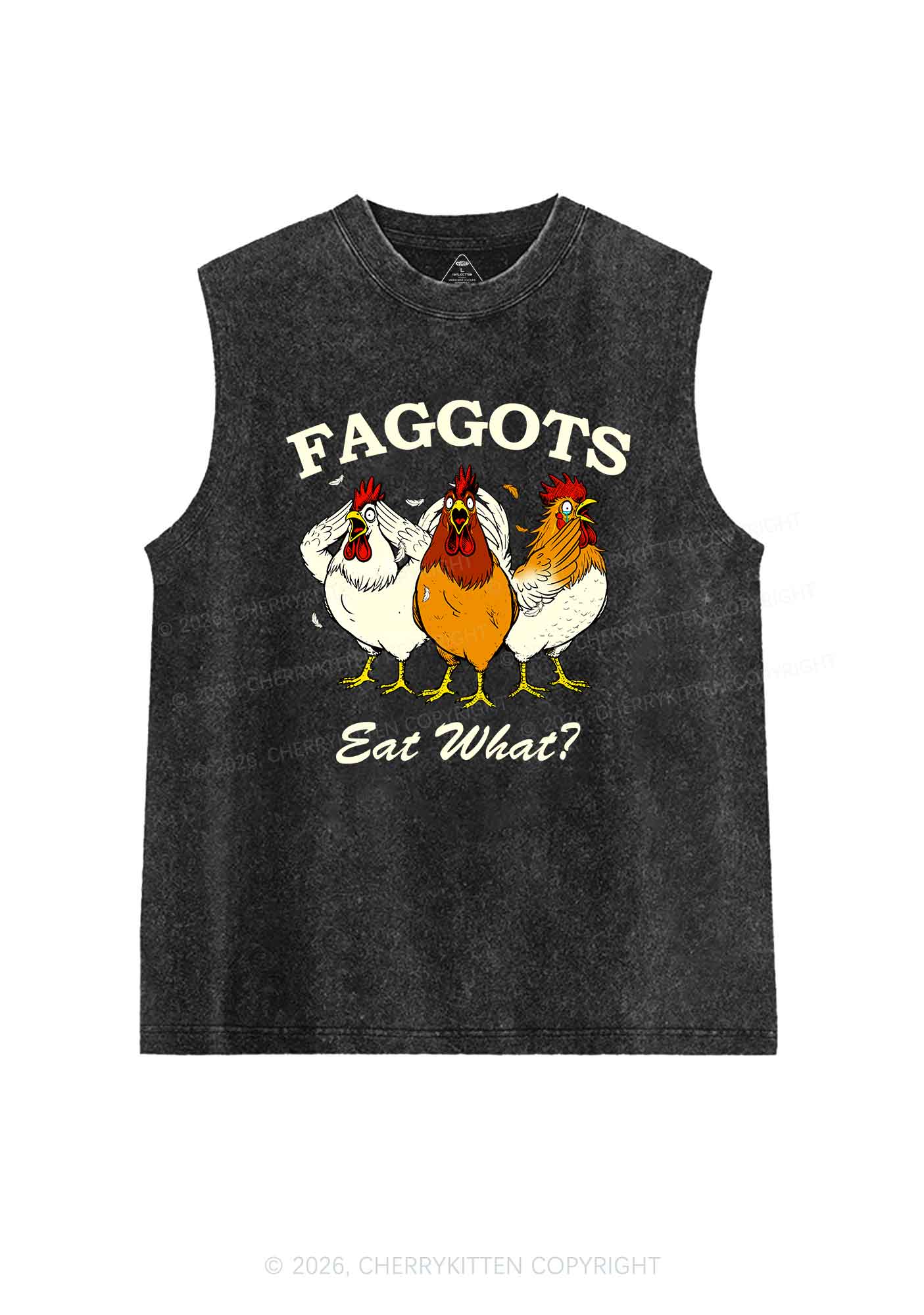 Faggots Eat What Pride Y2K Washed Muscle Tank Cherrykitten