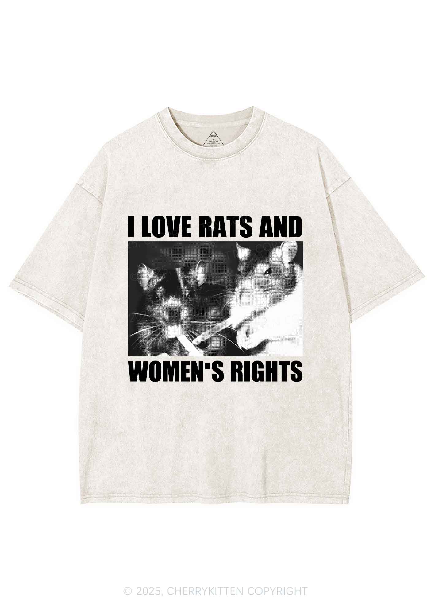 I Love Smoking Rats Y2K Shirts Washed Tee Cherrykitten