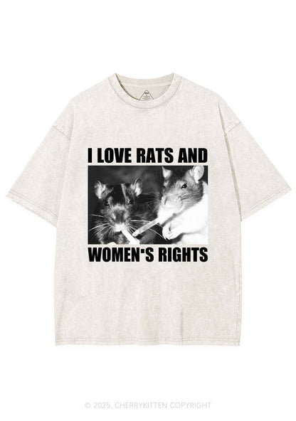 I Love Smoking Rats Y2K Shirts Washed Tee Cherrykitten