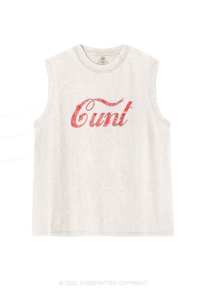 Rhinestone Special Cxxt Y2K Washed Muscle Tank Cherrykitten