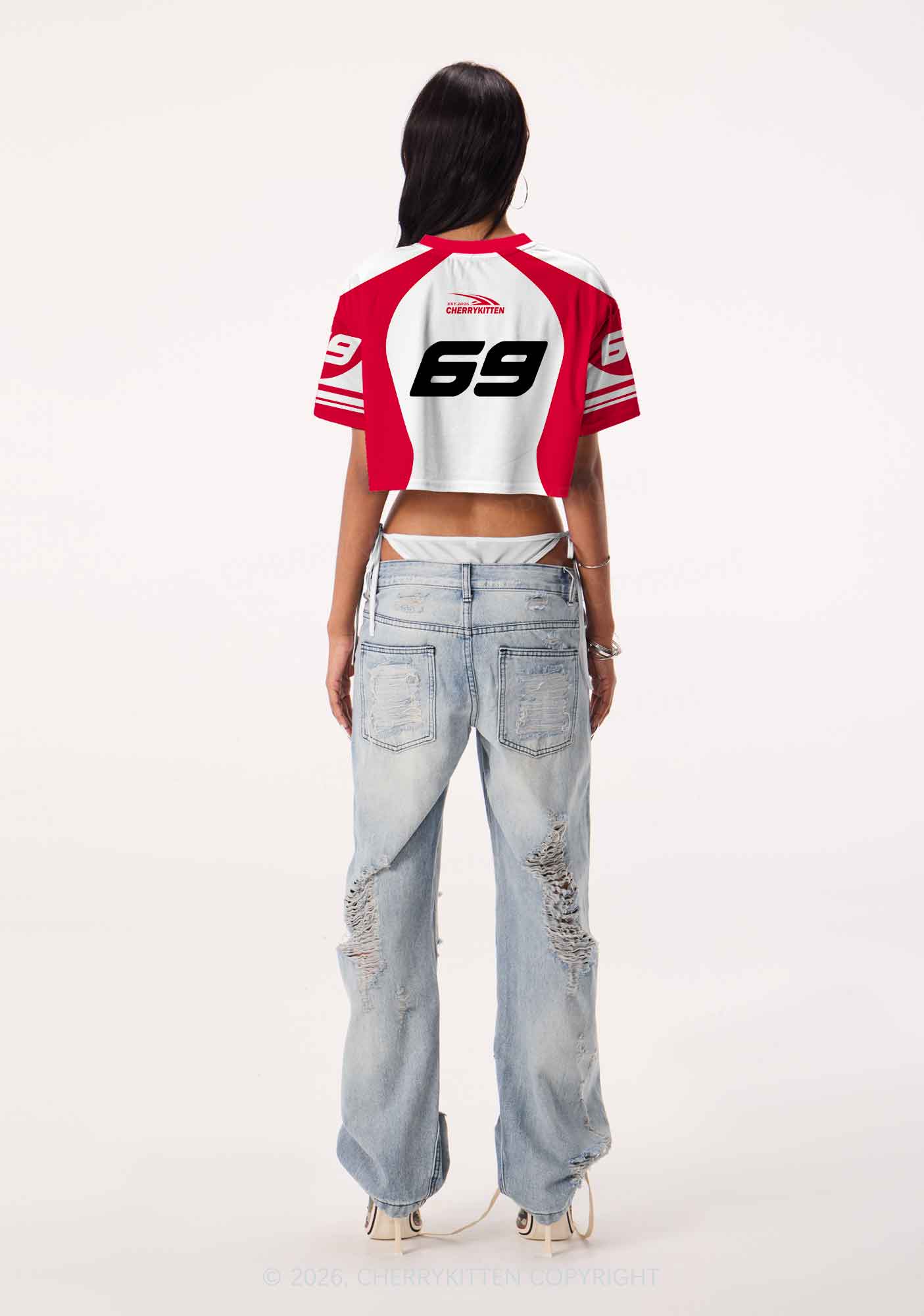 Get On My Knees For Hot Girls Pride Y2K Crop Sport Jersey Shirts Cherrykitten