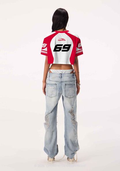 Get On My Knees For Hot Girls Pride Y2K Crop Sport Jersey Shirts Cherrykitten