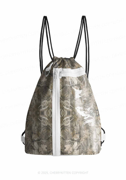 Forest Camouflage Y2K Drawstring Itabag Backpack Cherrykitten