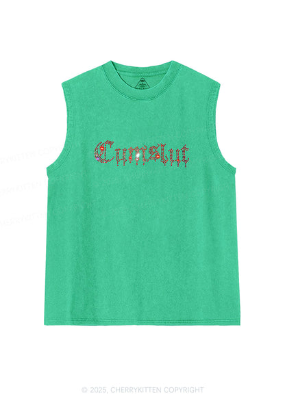 Rhinestone Cxmslxt Y2K Washed Muscle Tank Cherrykitten
