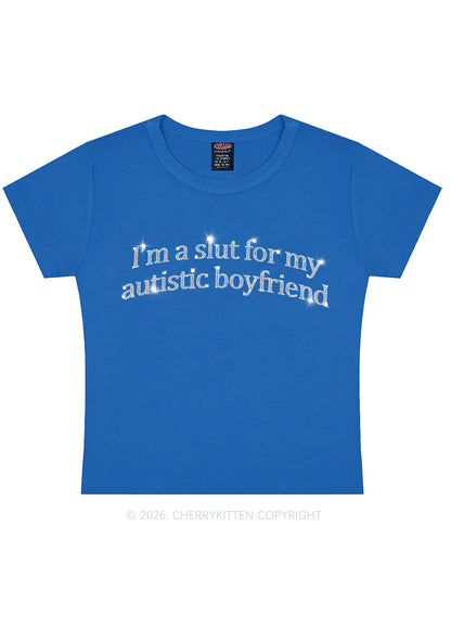 Rhinestone Slxt For My Autistic BF Y2K Baby Tee Cherrykitten