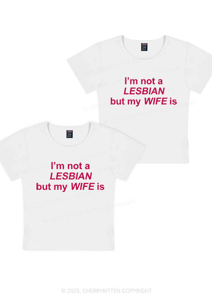 My Wife Is Lesbian Y2K Valentine's Day Baby Tee Cherrykitten