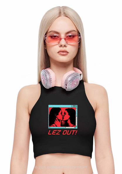 Lez Out Pride Y2K Crop Tank Top Cherrykitten