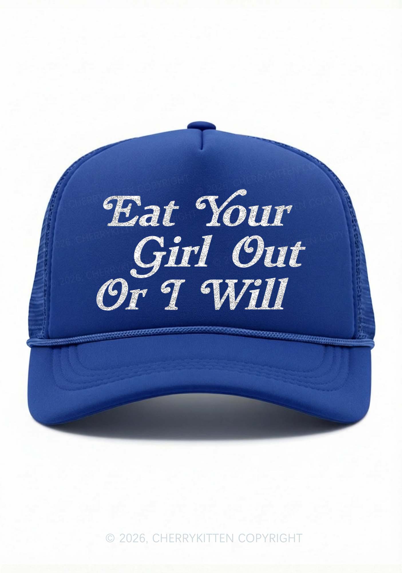 Glitter Eat Your Girl Out Pride Y2K Trucker Hat Cherrykitten