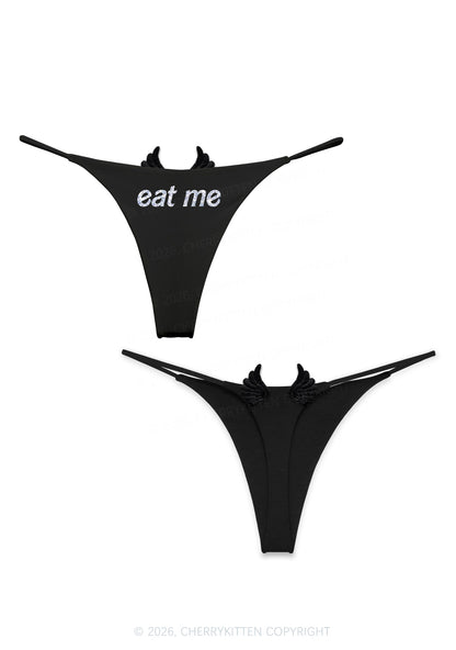 Glitter Special Eat Me Y2K Goth Angel Wings Bikini String Thong Cherrykitten