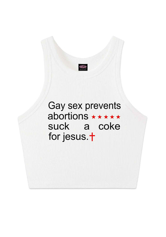 Suck A Coke For Jesus Pride Y2K Crop Tank Top Cherrykitten