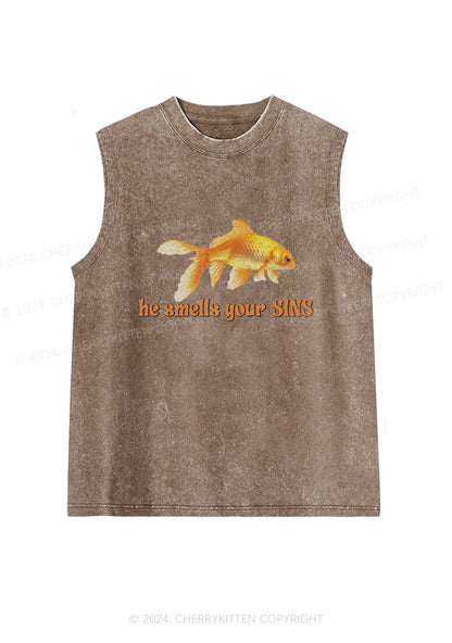 He Smells Your Sins Y2K Washed Tank Cherrykitten