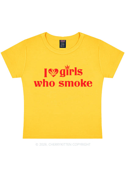 I Love Girls Who Smoke Y2K Baby Tee Cherrykitten