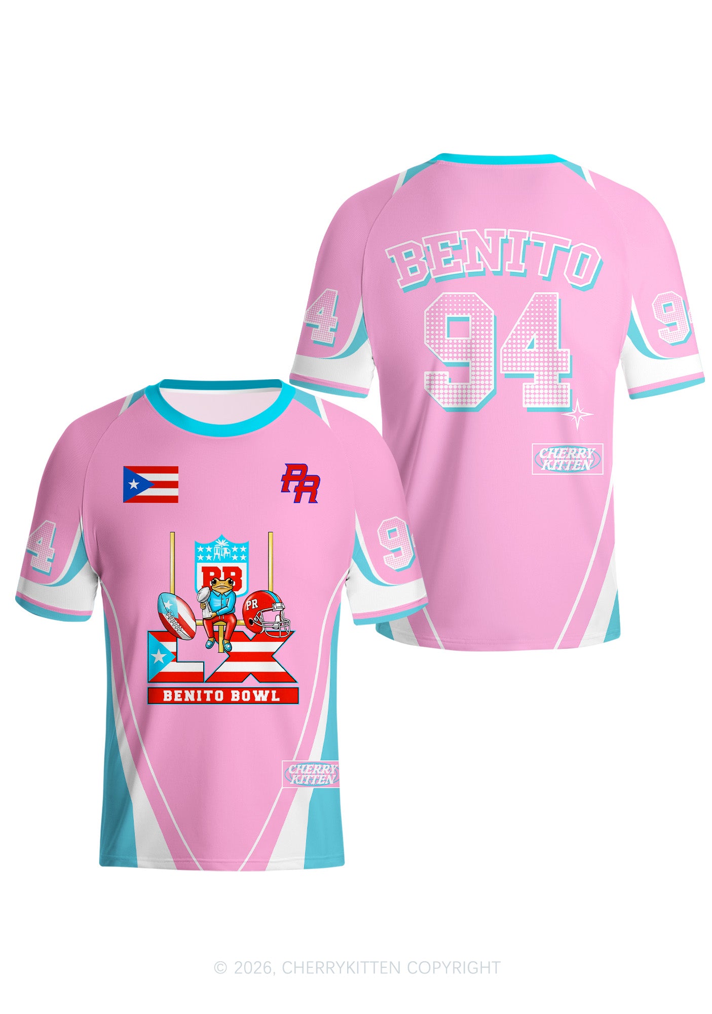Pink Frog Y2K Football Jersey Shirts Cherrykitten