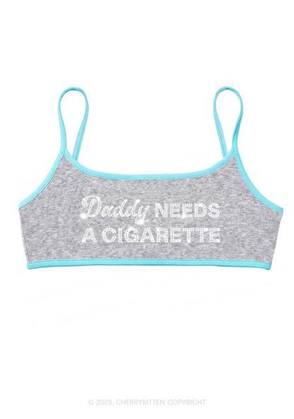 Rhinestone Daddy Needs A Cigarette Y2K Super Crop Cami Cherrykitten