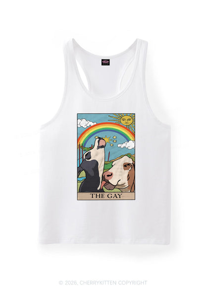 Gay Cow Play Pride Y2K Men Racerback Tank Top Cherrykitten