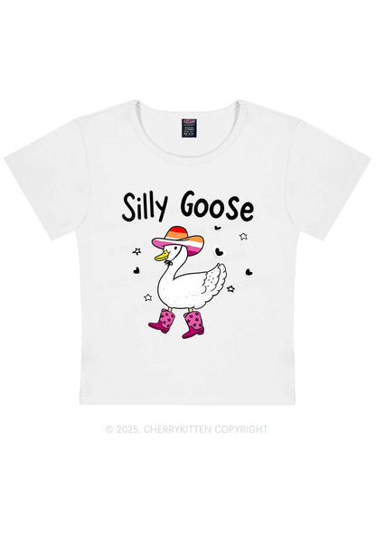Silly Goose Lesbian Pride Y2K Baby Tee Cherrykitten