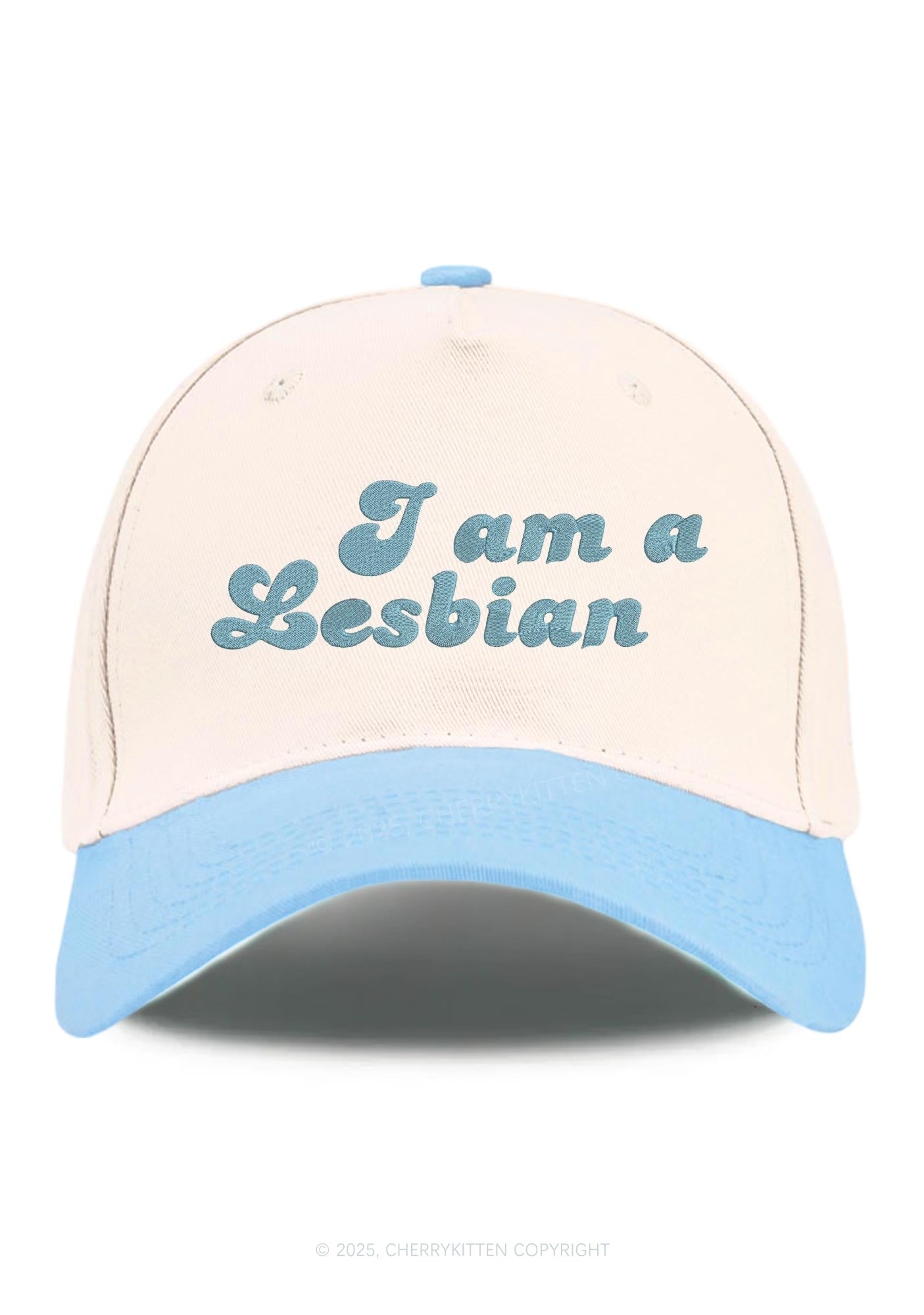 Embroidered Im Lesbian Pride Y2K Color Block Baseball Cap Cherrykitten