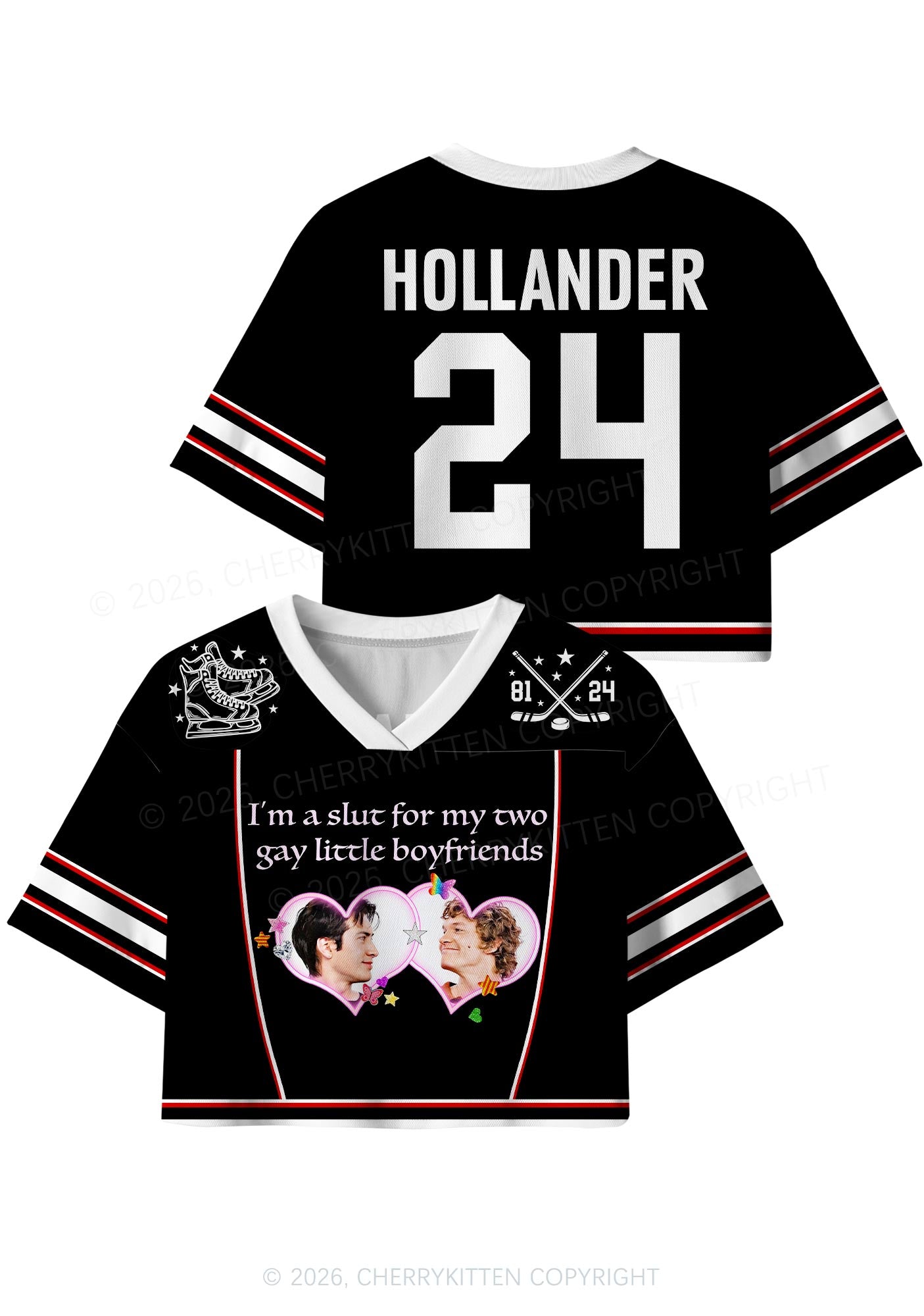 Black Slxt For My Gay BF HR Y2K Crop Sport Jersey Shirts Cherrykitten