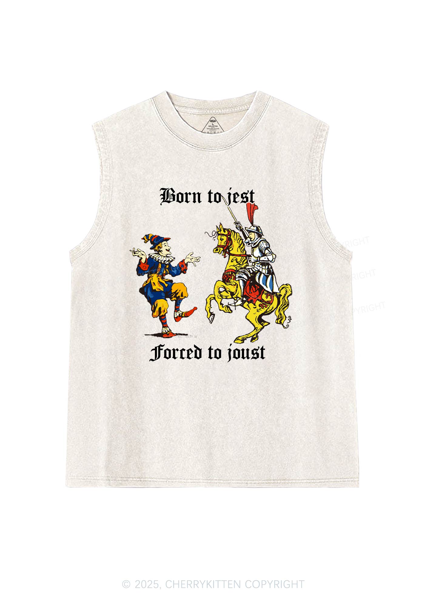 Born to Jest Forced to Joust Y2K Washed Muscle Tank Cherrykitten